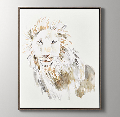 Акварель с изображением льва