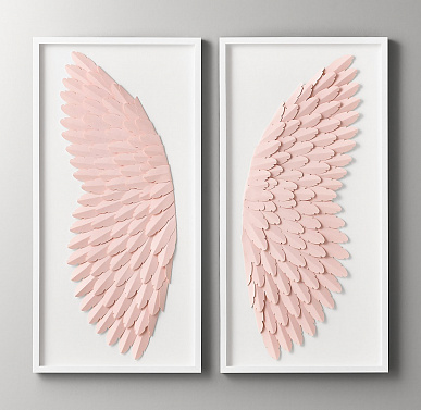 Декор пара крыльев ангела из бумаги в цвете Pink
