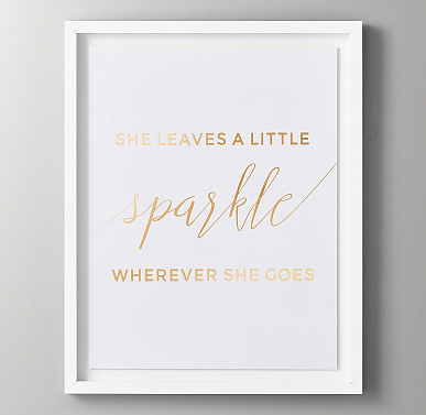 Картина с цитатой SHE LEAVES A LITTLE SPARKLE из золотой фольги
