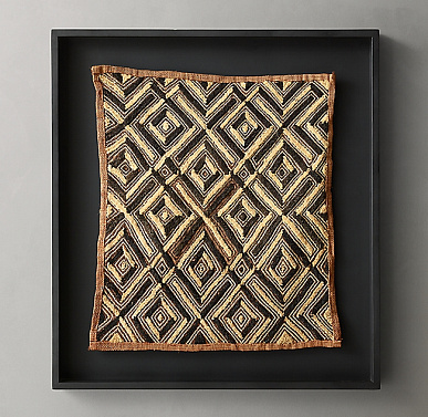Ткань из пальмового волокна Kuba Raffia Textile Art в раме