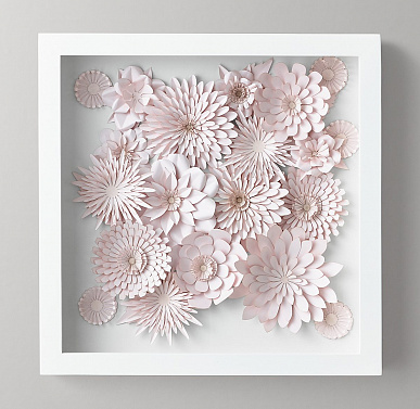 Декор рама с букетом цветов из бумаги в цвете Pink малая