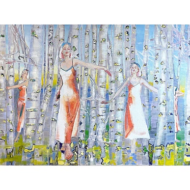 Тени уходят в березовую рощу