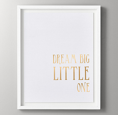 Картина с цитатой DREAM BIG LITTLE ONE из золотой фольги